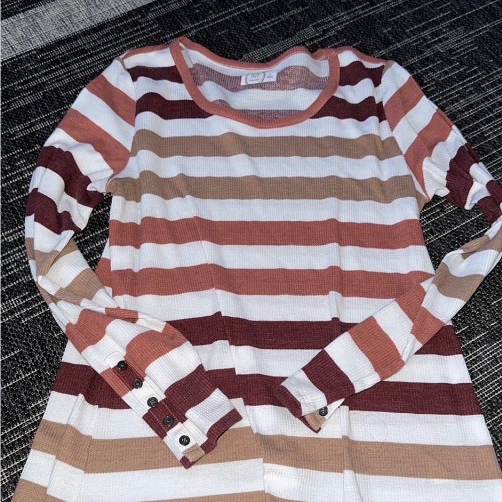 Maurices White and Brown Striped Blouse